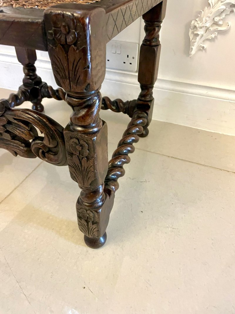 Set of Six Antique Victorian Quality Carved Oak Dining Chairs - Image 7